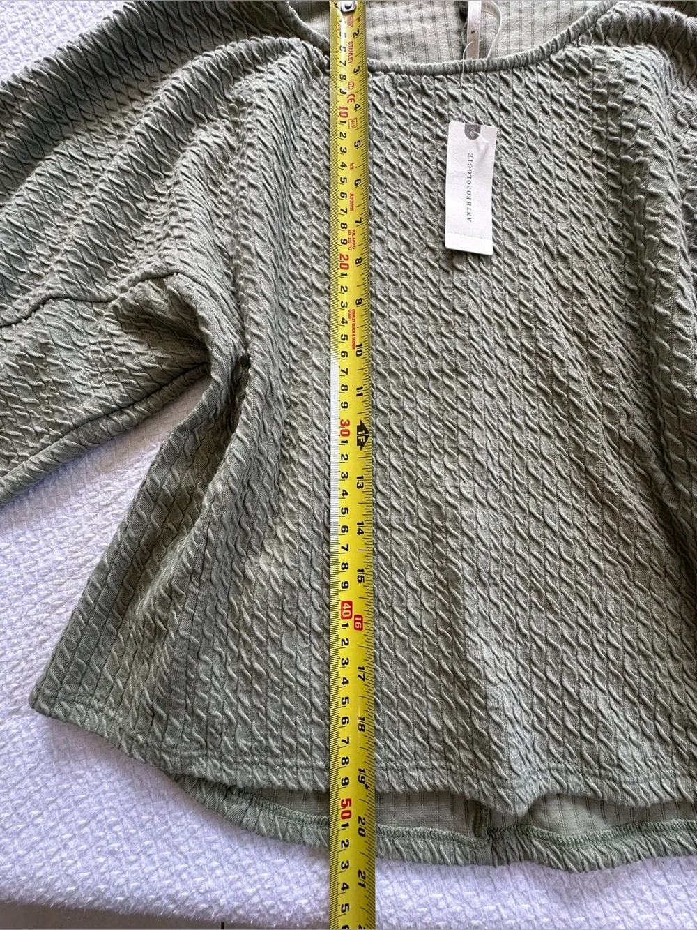 NEW Anthropologie Olive Textured Waffle-Knit Long Sleeve Top